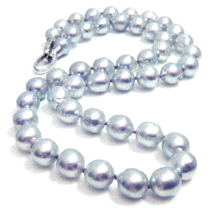 Blue 9.4-10.3 Akoya Pearl Necklace